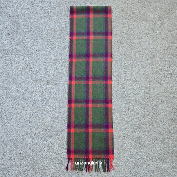 NWT Merino Wool Plaid Scarf AVOCA Ireland Pink, Green & Purple - Picture 9 of 9